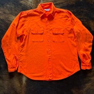 Orange vintage y2k five brothers large mens cotton work shirt